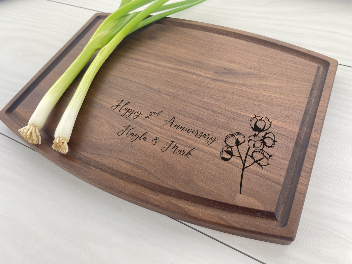 2nd Wedding Anniversary - Cotton - Personalized Cutting Board - 142