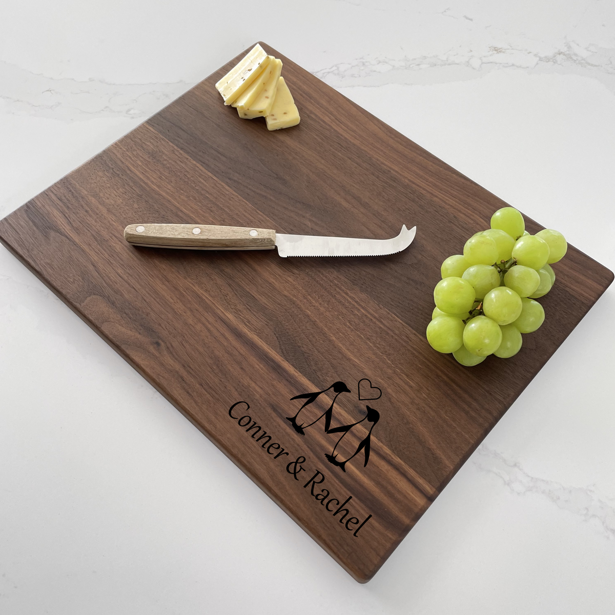 Penguins in Love - Personalized Cutting Board - 046