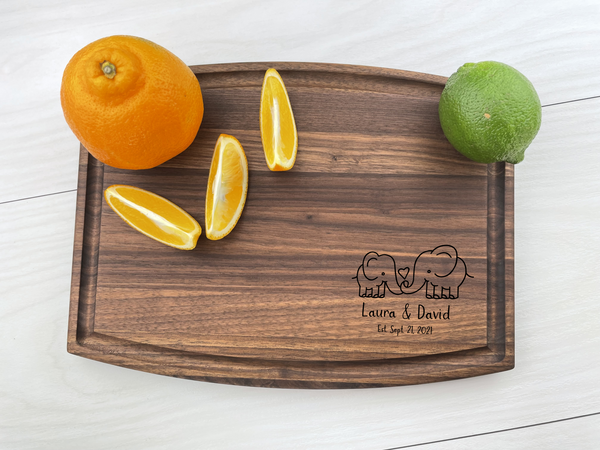 Adorable Elephants - Personalized Cutting Board - 055