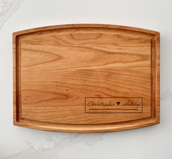 Couples name with a Heart - Personalized Cutting Board - 005