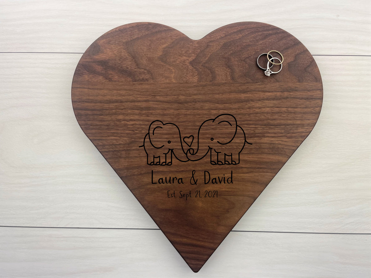Adorable Elephants - Personalized Heart Board - 055