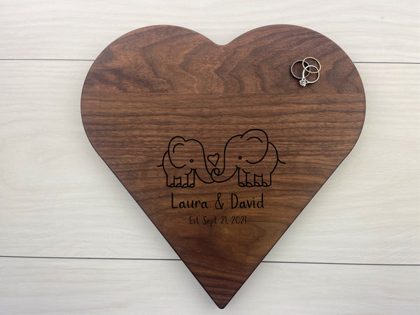 Adorable Elephants - Personalized Heart Board - 055