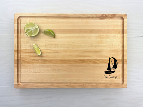 Sail Boat - Personalized Butcher Block - 085