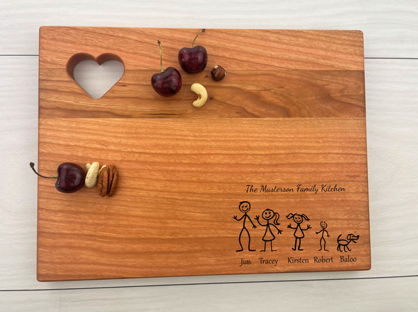 Stick Figure Family - Personalized Heart Board - 161