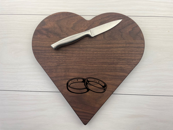 In scripted Wedding Rings - Personalized Heart Board - 174