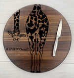 Cute Giraffe Cheese Board - Personalized Circular Board - 233 1