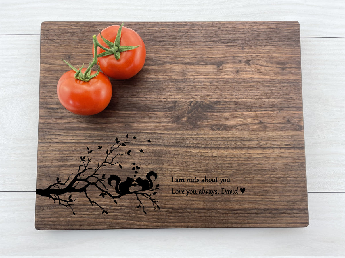 Cute Squirrels in Love - Personalized Cutting Board - 259