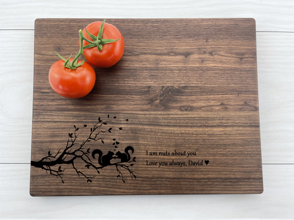 Cute Squirrels in Love - Personalized Cutting Board - 259