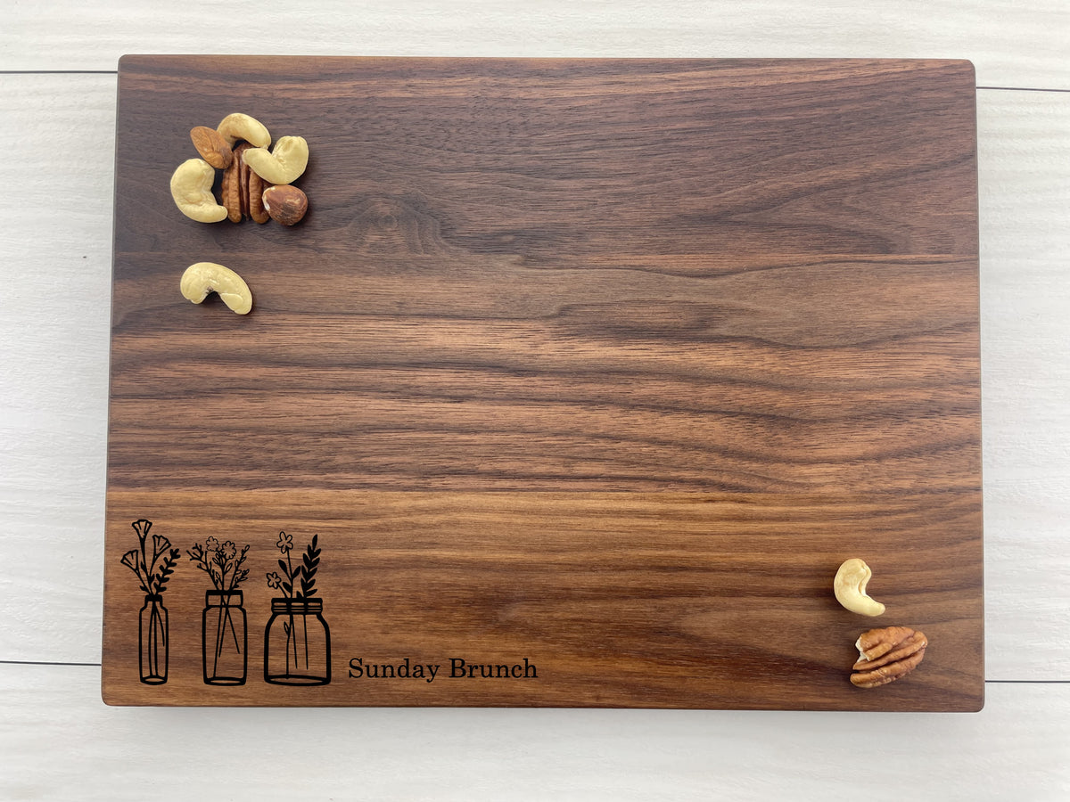 Mason Jar Flowers - Personalized Cutting Board - 265