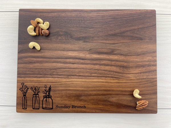 Mason Jar Flowers - Personalized Cutting Board - 265