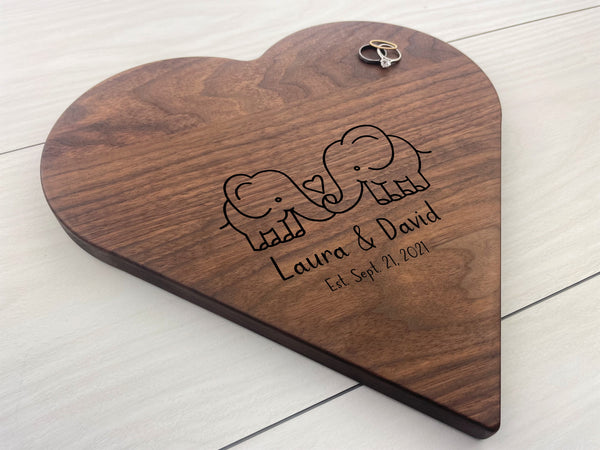 Adorable Elephants - Personalized Heart Board - 055