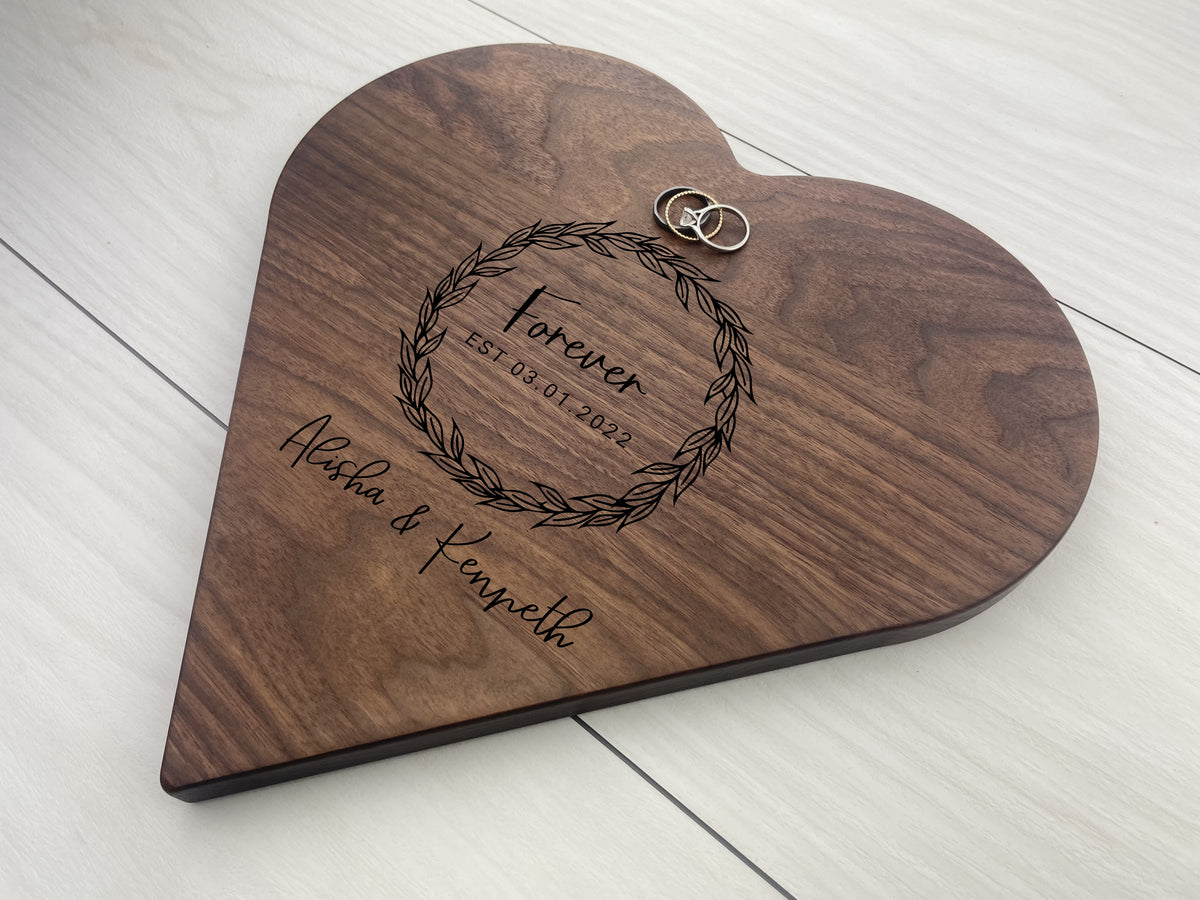 Wreath Wedding Gift - Personalized Heart Board - 105