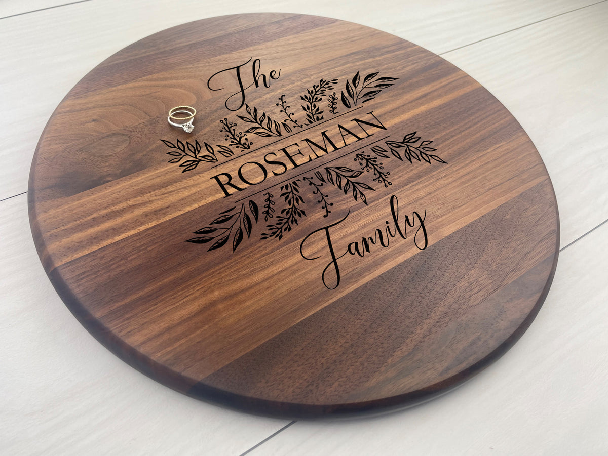 Decorative Leaves Family Name - Personalized Circular Board - 138