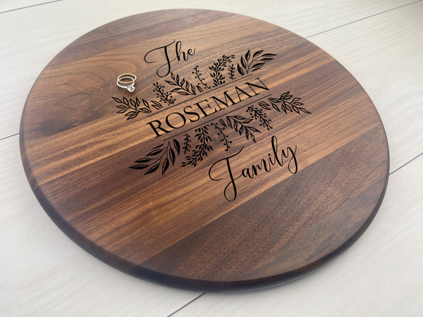 Decorative Leaves Family Name - Personalized Circular Board - 138
