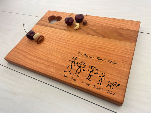 Stick Figure Family - Personalized Heart Board - 161