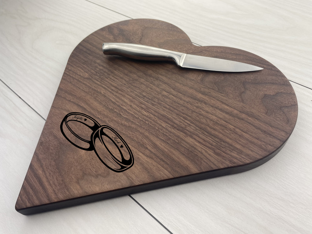 In scripted Wedding Rings - Personalized Heart Board - 174