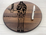Cute Giraffe Cheese Board - Personalized Circular Board - 233 2