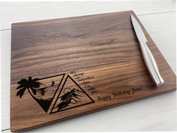 Water & Mountains - Personalized Cutting Board - 248
