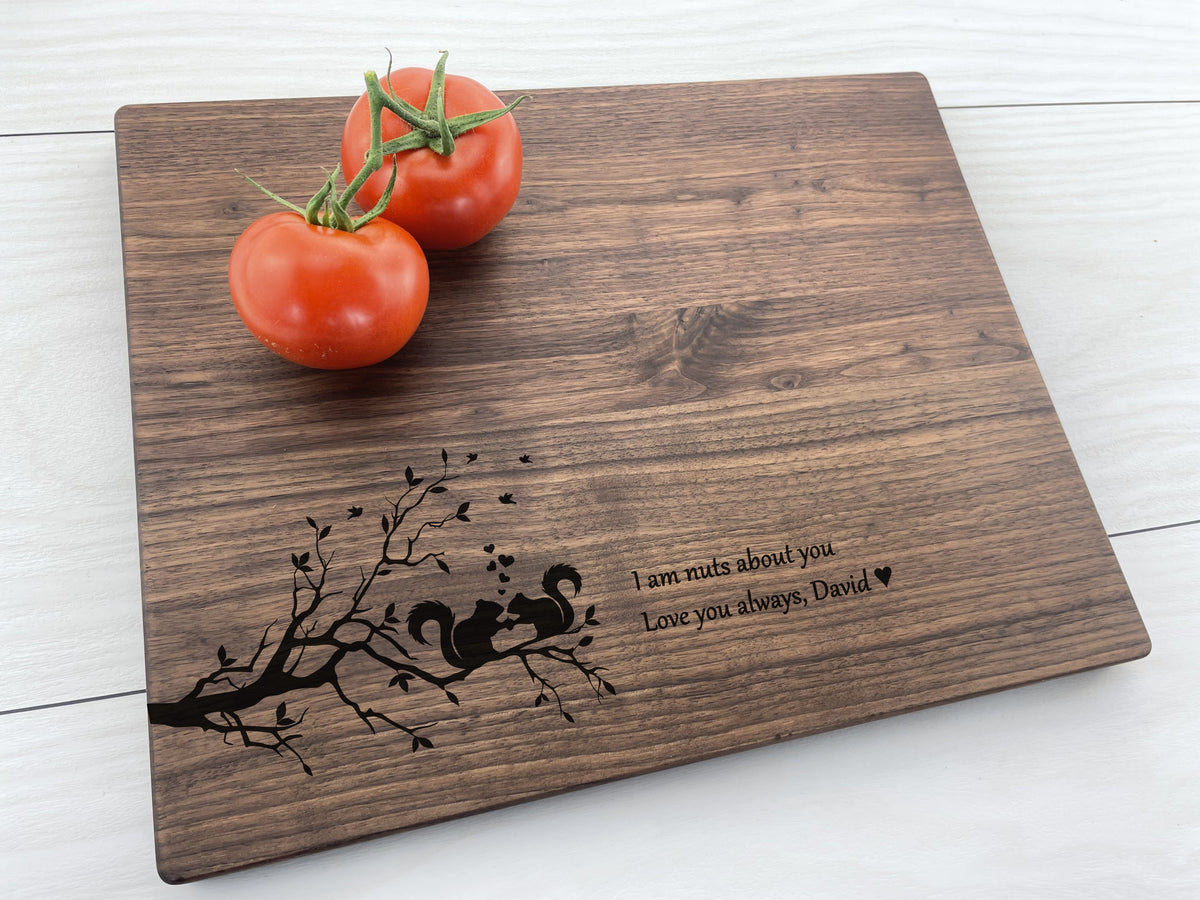 Cute Squirrels in Love - Personalized Cutting Board - 259