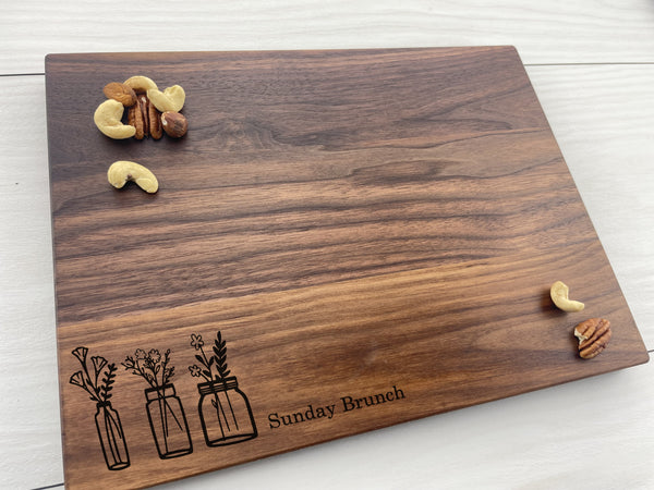 Mason Jar Flowers - Personalized Cutting Board - 265