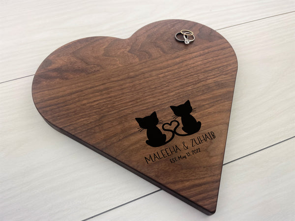 Cats in love - Personalized Heart Board - 292