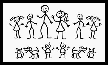 Stick Figure Family - Personalized Cutting Board - 161